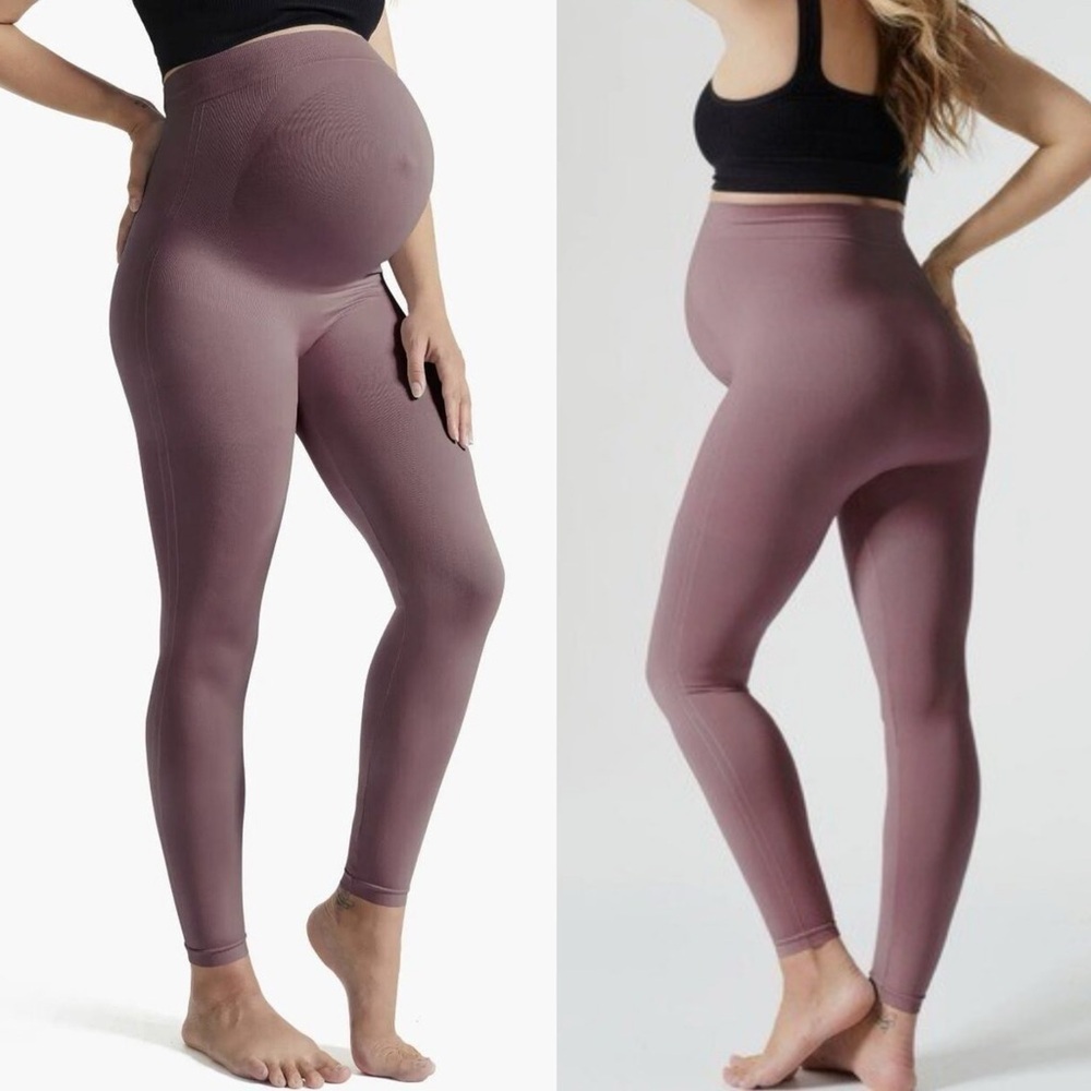 Blanqi Everyday Maternity Belly Support Legging  Soft Fawn Purple Medium
